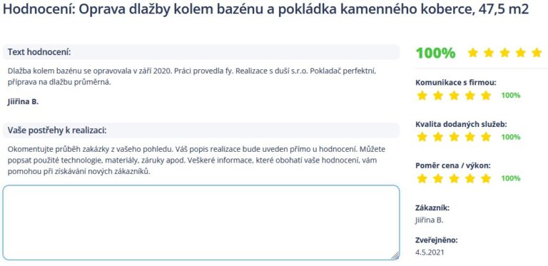 reference - oprava dlažby kolem bazénu